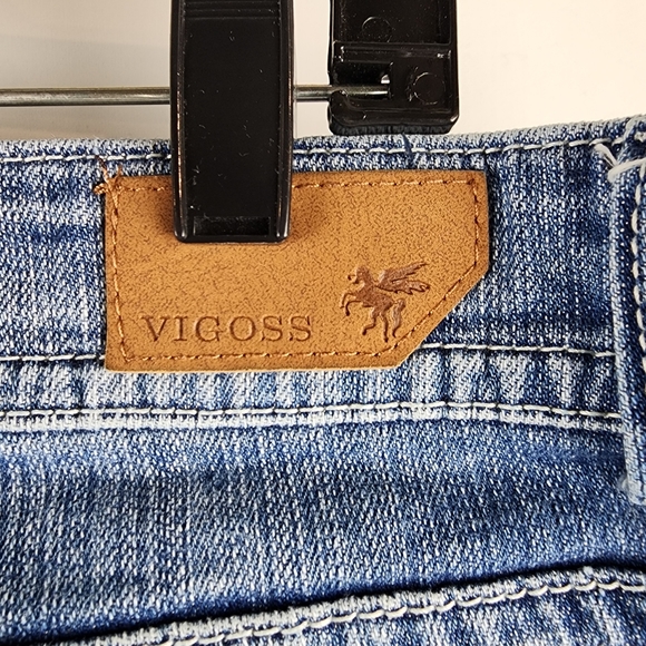Vigoss Women Skinny Jean Mid Rise Distressed Flap Pocket Med Blue Sz 17 (36x30) - Picture 13 of 14